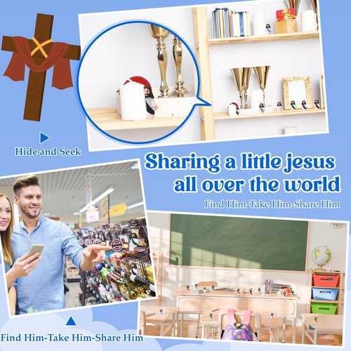 Bememo 12 Pcs Little Jesus Love You Figure Original Rubber Easter to Hide and Seek March for Jesus Religious Party Favors Sunday School Baptism Easter Gifts(Retro Color)