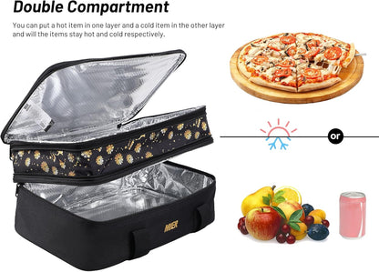 MIER Insulated Casserole Carrier Bag - Perfect for Lasagna & Potluck Parties | Fits 9 x 13 Inches, Expandable, Black