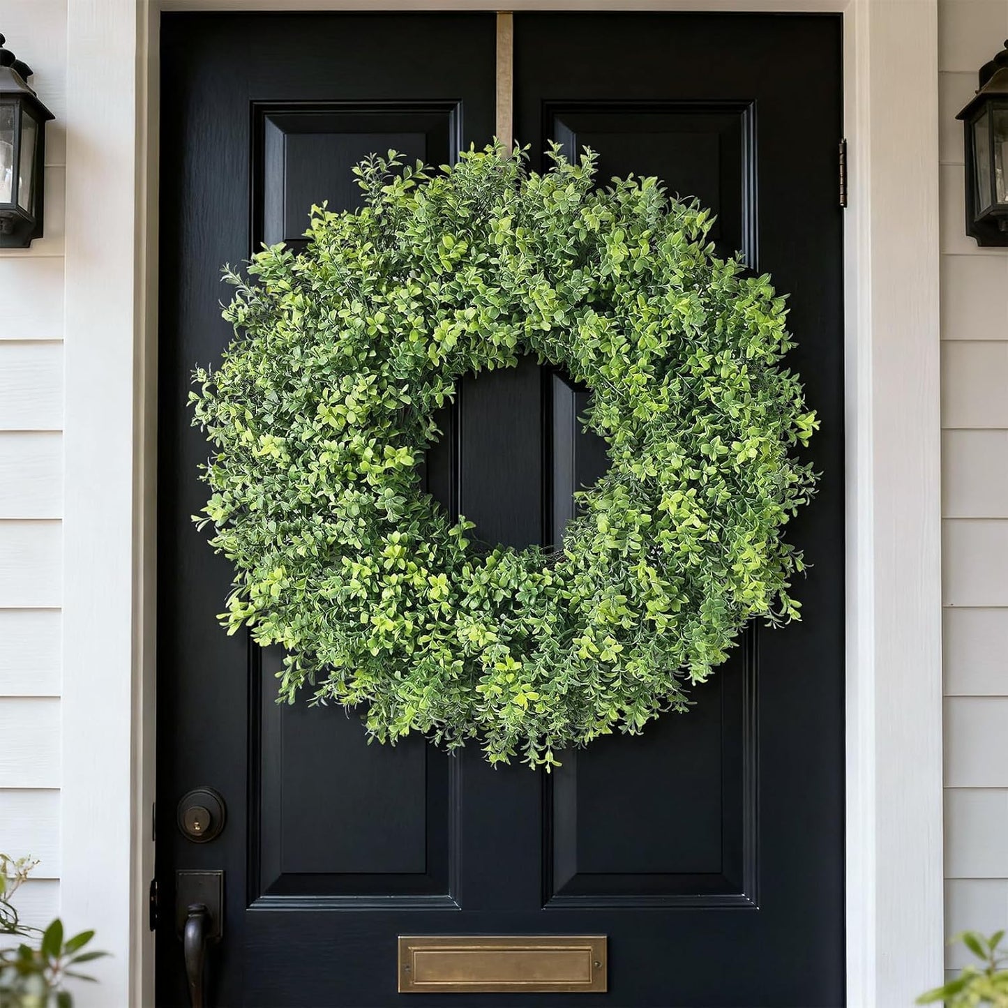 Regine Switzerland 26" Artificial Boxwood Wreath - Fresh Greenery for Front Door & Outdoor Decor