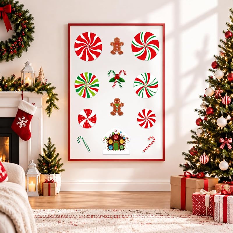 Christmas Peppermint Candy Cane Gingerbread Cutouts - 30 Pcs