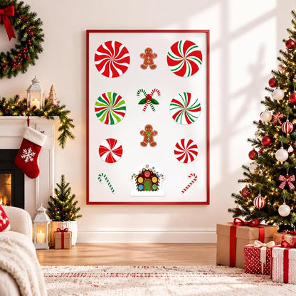Christmas Peppermint Candy Cane Gingerbread Cutouts - 30 Pcs