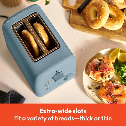 Bella 2 Slice Toaster - 6 Setting Shade Control with Reheat, Cancel & Bagel Functions | 900 Watt, Surf Color