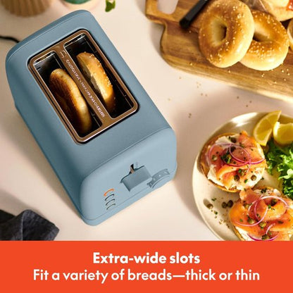Bella 2 Slice Toaster - 6 Setting Shade Control with Reheat, Cancel & Bagel Functions | 900 Watt, Surf Color