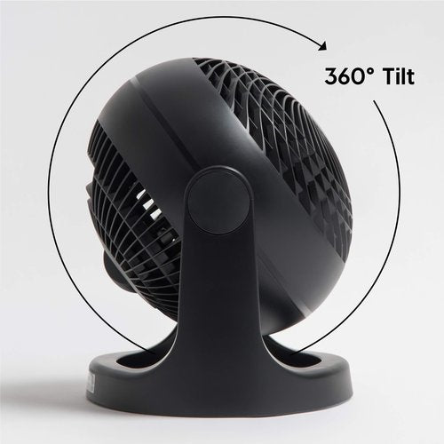 IRIS USA WOOZOO Desk Fan, Air Circulator, 3 Speeds, 52ft Max Air Distance, 157ft² Coverage, 360° Adjustable Vertical Tilt, 20db Quiet Motor, Fan for Bedroom, Office, Dorm, Medium, Black