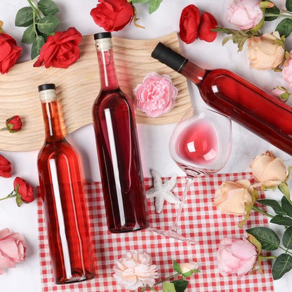 10 Pack 750 ml Clear Glass Bottles With T-top Caps & Seal Shrink Capsules, 25 oz Empty Wine Bottles with Funnel for Wine, Beverages, Juice & Kombucha