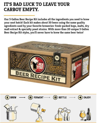 Craft a Brew - Beer Recipe Kit - Chocolate Milk Stout - Home Brewing Ingredient Refill - Beer Making Supplies - Includes Hops, Yeast, Malts, Extracts - 5 Gallons