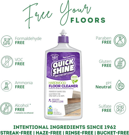 Quick Shine Hardwood Floor Cleaner - 27oz, 2-Pack | Streak-Free, No Rinse Formula | Safe & Effective Cleaning