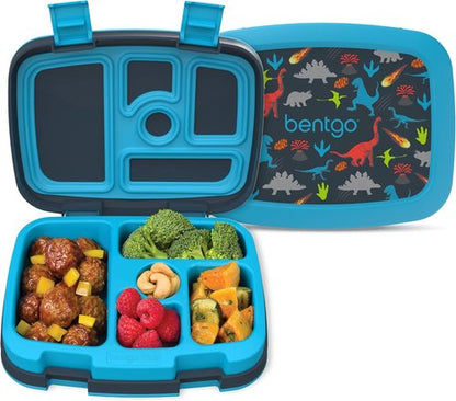 Bentgo Kids Prints Bento-Style Lunch Box - Leak-Proof, 5 Compartments, Durable & Dishwasher Safe (Dinosaur)
