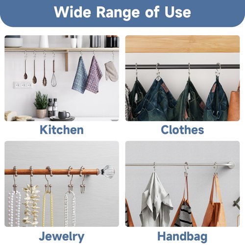 Titanker Shower Curtain Hooks Rings, Rust Resistant Metal Double Glide Shower Hooks Rings for Bathroom Shower Rods Curtains, Set of 24 Hooks - Nickel