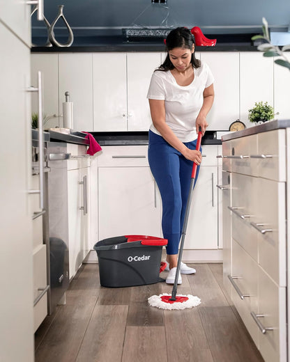 O-Cedar EasyWring Microfiber Spin Mop System - Includes 2 Extra Refills | Red/Gray Color