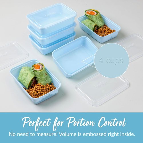 Bentgo Prep - 20-Piece Reusable Meal Prep Containers | Durable, BPA-Free, Microwave & Dishwasher Safe (Sky)
