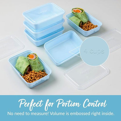 Bentgo Prep - 20-Piece Reusable Meal Prep Containers | Durable, BPA-Free, Microwave & Dishwasher Safe (Sky)