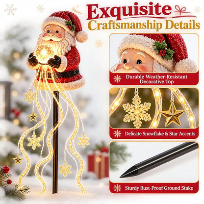 Santa Claus Snowman Magic Fountain LED Garden Light - Solar Snowflake Cascade