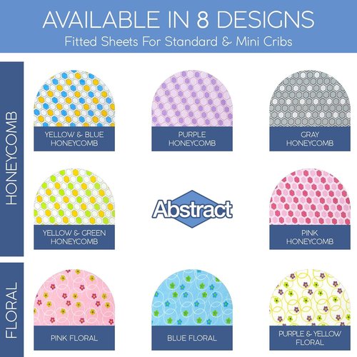 Abstract Cotton Crib Sheets - Ultra Soft Fitted Sheet for Standard Crib Mattress - 28"x52" Blue Floral