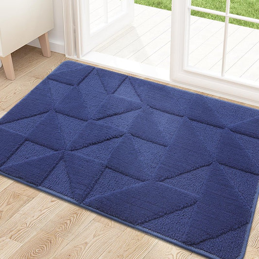 OLANLY Door Mats Indoor, Non-Slip, Absorbent, Dirt Resist, Entrance Washable Mat, Low-Profile Inside Entry Doormat for Entryway (32x20 inches, Navy)