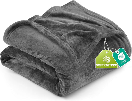 Utopia Bedding Fleece Blanket - Luxury Soft Anti-Static Microfiber | California King Size Grey (102x96 Inch)