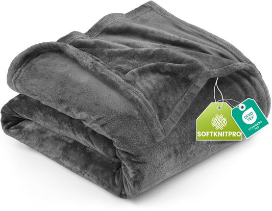 Utopia Bedding Fleece Blanket Twin XL Size Grey 300GSM Luxury Anti-Static Fuzzy Soft Microfiber Dorm Bed Blanket (90x76 Inch)