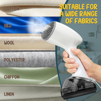 Rolipo Handheld Clothes Steamer - 1200W Fast Wrinkle Remover with 360ml Water Tank | Portable & Ideal for Home, Office, Travel - White