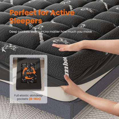 Sweetcrispy Ultra Soft Mattress Topper - Twin Size Bamboo Viscose Pillow Top for Cooling & Back Pain Relief