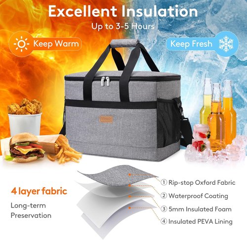 Lifewit Cooler Bag - Insulated & Collapsible Soft Cooler Tote for 30-60 Cans | Perfect for Camping & BBQ
