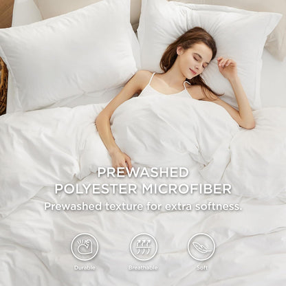 Bedsure Duvet Cover Set - King Size 4-Piece Extra Soft Cotton-Like Bedding in White | Includes Zipper Closure Duvet Cover 104x90 Inches, 2 Pillow Shams & Fitted Sheet
