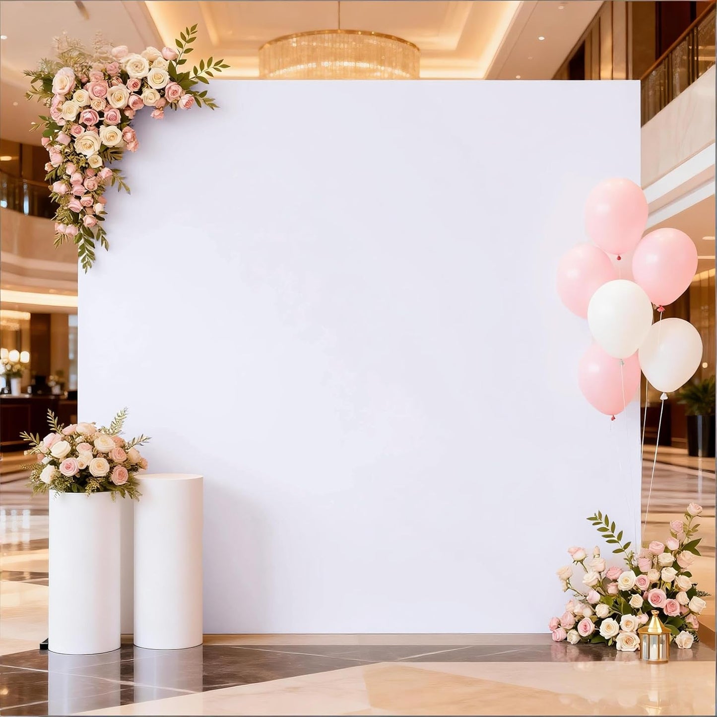 Skiennix 6.6 x 6.6 FT White Square Backdrop Cover - Spandex Rectangle Arch for Weddings & Events