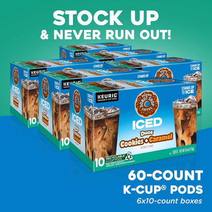 Original Donut Shop | Iced Duos Cookies & Caramel Coffee | 60 Keurig K-Cup Pods (6 Packs of 10)