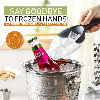 Spring Chef Magnetic Ice Scoop - BPA-Free Flexi-Plastic with Soft Grip Handle | Dishwasher Safe for Kitchen Use - Black