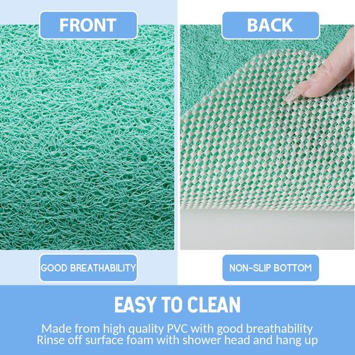 Hargiis Non-Slip Bathtub Mat, Anti Slip Shower Mat, Fast Drying Bathtub Mats, Foot Scrubber Mat, Anti Slip Mat for Tub, Floor, Bathroom, Kitchen, Home, Hotel (Light Green 40"×28")