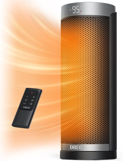 DREO Space Heater, 1500W PTC Ceramic Heaters for Indoor Use with Remote, 70° Oscillation, 1-12H Timer, Electric Heaters with Thermostat, Fast and Safe Portable Heater for Office, Bedroom, Large Room