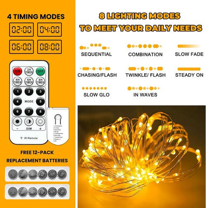 HXWEIYE Fairy Lights - 6 Pack Battery Operated with Remote & Timer | 7ft 20LED Warm White Starry Lights for Indoor/Outdoor Decor