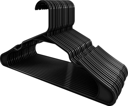 Utopia Home Clothes Hangers - Durable Space-Saving Plastic Coat Hangers with Shoulder Grooves | 60 Pack - Black
