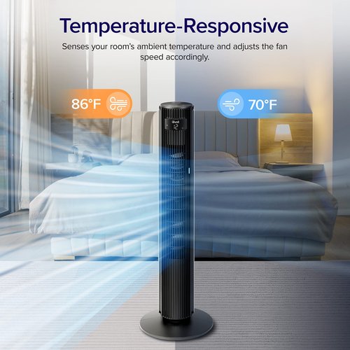 LEVOIT Classic 42inch Tower Fan for Home, 1252 CFM Powerful Home Fans that Blow Cold Air, 25dB Mute for bedroom sleep, 90° L&R, 60° U&D Oscillation, 12H Timer, 12-Speed and 4-Mode with sensor, Remoter