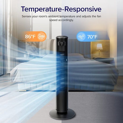 LEVOIT Classic 42inch Tower Fan for Home, 1252 CFM Powerful Home Fans that Blow Cold Air, 25dB Mute for bedroom sleep, 90° L&R, 60° U&D Oscillation, 12H Timer, 12-Speed and 4-Mode with sensor, Remoter
