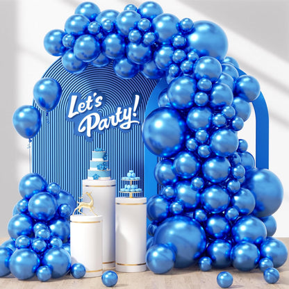 Skiennix Metallic Blue Balloons - 120-Piece Set for Graduation, Baby Shower & Birthday Decor | Various Sizes