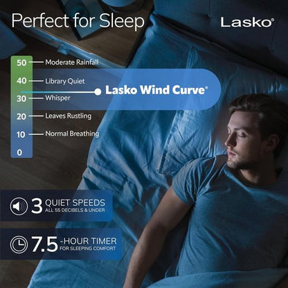 Lasko Oscillating Tower Fan - Quiet 42" Floor Fan with Remote Control for Bedroom - Silver T42951