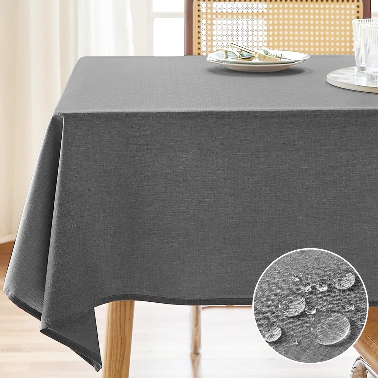 AUSSPVOCT Textured Tablecloth Rectangle 52x70 Water Resistant Spill-Proof Wipeable Table Cloth Wrinkle Free Fabric Dining Table Cover for Birthday Party Farmhouse Spring kitchen Tablecloths