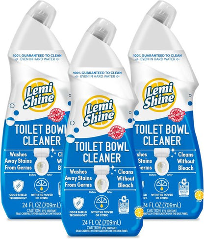 Lemi Shine Toilet Bowl Cleaner - Bleach-Free Formula for Tough Stains & Odor - 24 fl oz (3 Pack)