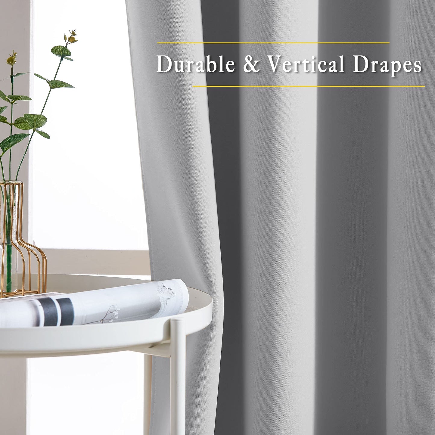 NICETOWN Bedroom Blackout Curtains Panels - Triple Weave Energy Saving Thermal Insulated Solid Grommet Blackout Draperies for Living Room (Silver Grey, Set of 2, W52 x L120)