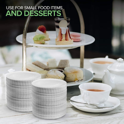 Stock Your Home 6-Inch Paper Plates - Uncoated Disposable Dessert Plates, White, 100 Count