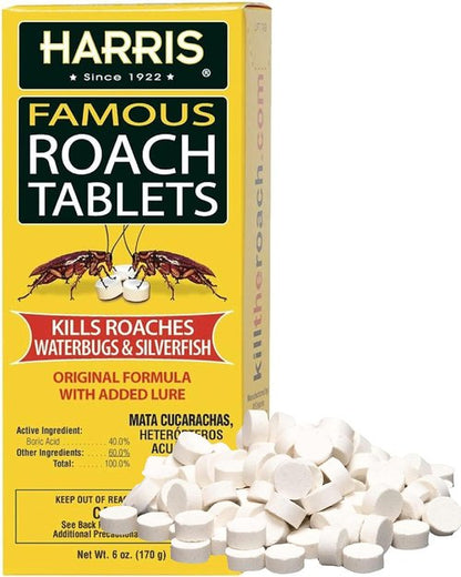 Harris Roach Tablets - Boric Acid Insect Killer with Lure | 6oz (145 Tablets) - Effective Roach Control