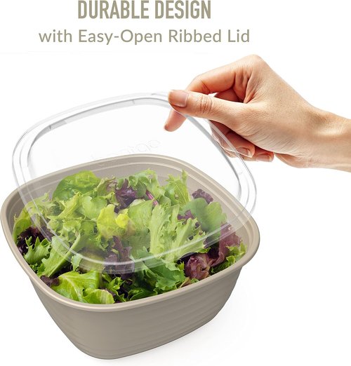 Bentgo Prep - Reusable 1-Compartment Meal Prep Bowls with Custom Fit Lids - 10 Bowls & Lids (Champagne)