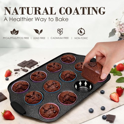AIVIKI Nonstick Baking Pans Set - 22 Pieces Stackable Bakeware with Silicone Handles | Black