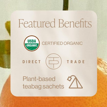Rishi Tea Tangerine Hibiscus Herbal Tea - Organic, Caffeine Free Sachet Bags, Hibiscus Botanical Blend - 15 Count (Pack of 1)