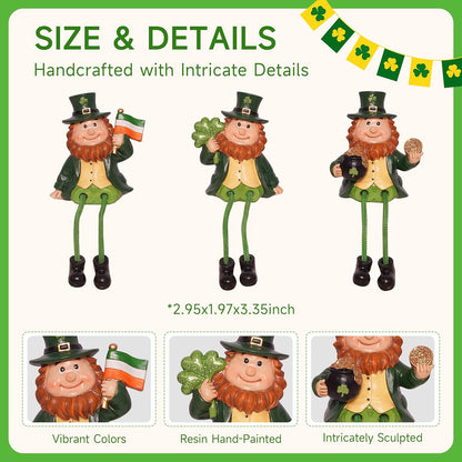 Skiennix St. Patrick's Day Decorations - Leprechaun Gnome Figurine with Gold Coins & Shamrock | Festive Home Decor