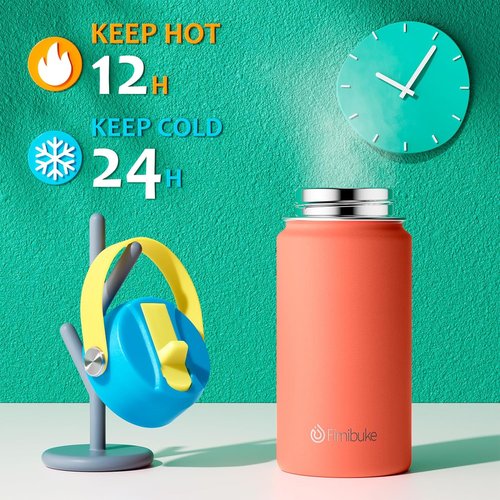 Fimibuke Kids Insulated Water Bottle - 14oz BPA-Free Double Wall Stainless Steel Tumbler | Leak-Proof Design (2 Pack, Ocean Life)