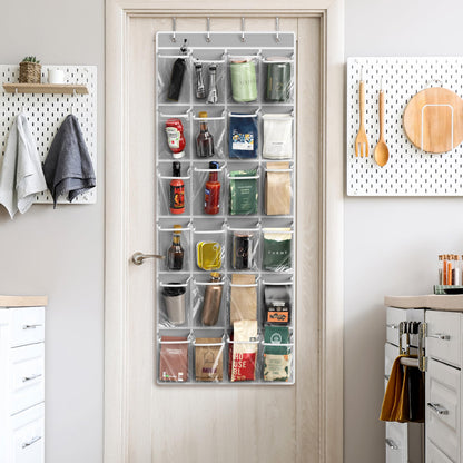 Simple Houseware 24 Pockets Large Clear Pockets Over The Door Hanging Shoe Organizer, Gray (56" x 22.5")