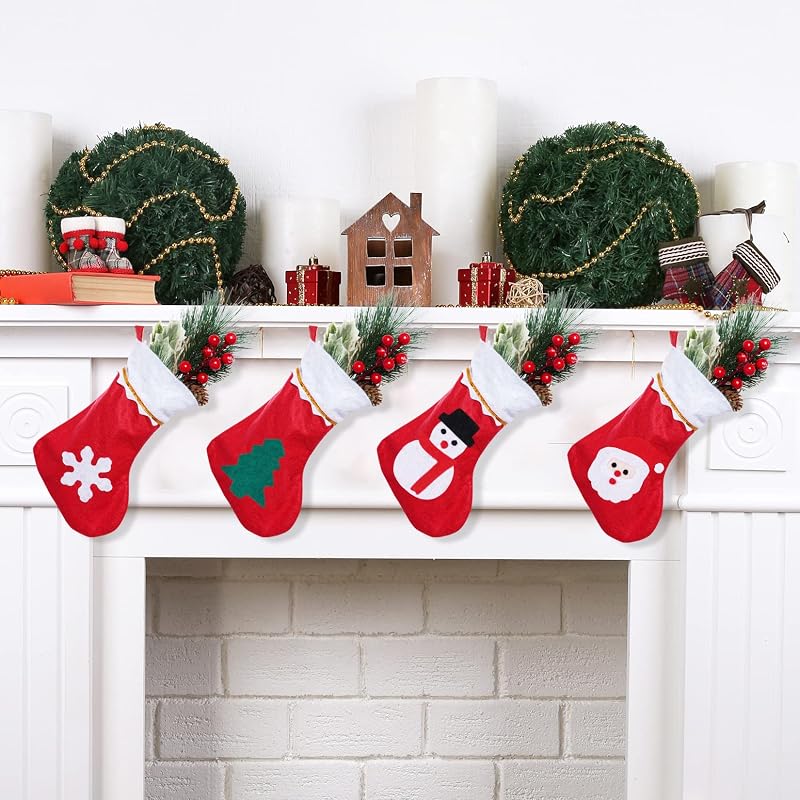 Christmas Mini Stockings Set 20 Pcs - Felt Christmas Tableware Holders & Decor