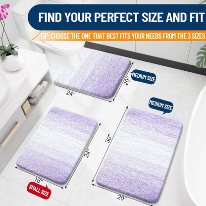 OLANLY Bathroom Runner Rug - Extra Soft Microfiber Mat, Quick Dry & Washable | 59x24, Light Purple