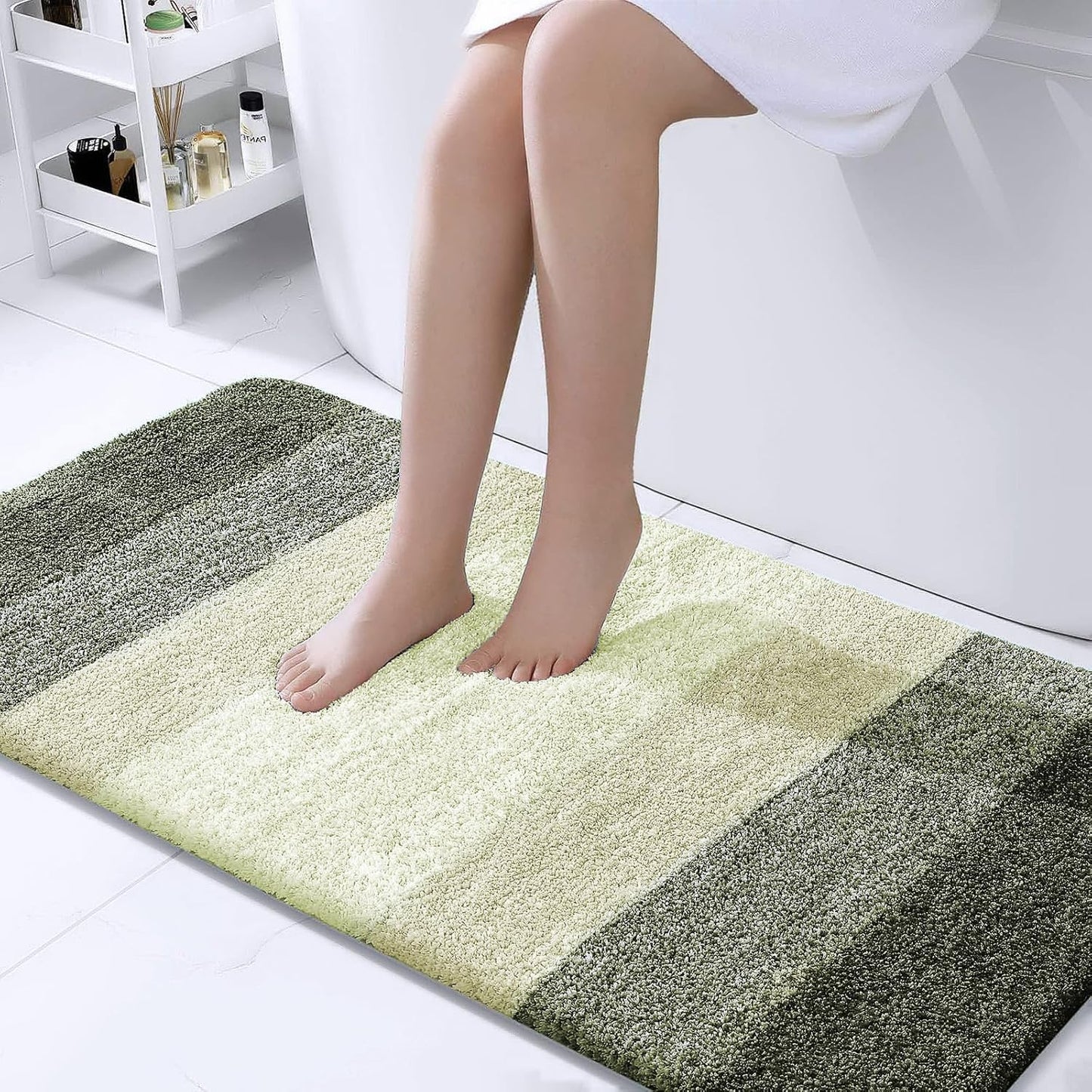 OLANLY Bathroom Runner Rug - Extra Soft Microfiber Mat | Quick Dry, Washable, 44x24, Dark Green